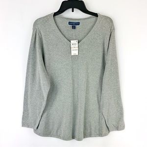 Karen Scott Cotton Center Cable-Knit Lightweight Sweater Heather Gray Size 1X